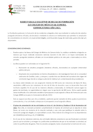 Bases becas formación 2021 Becas Formacion 2021